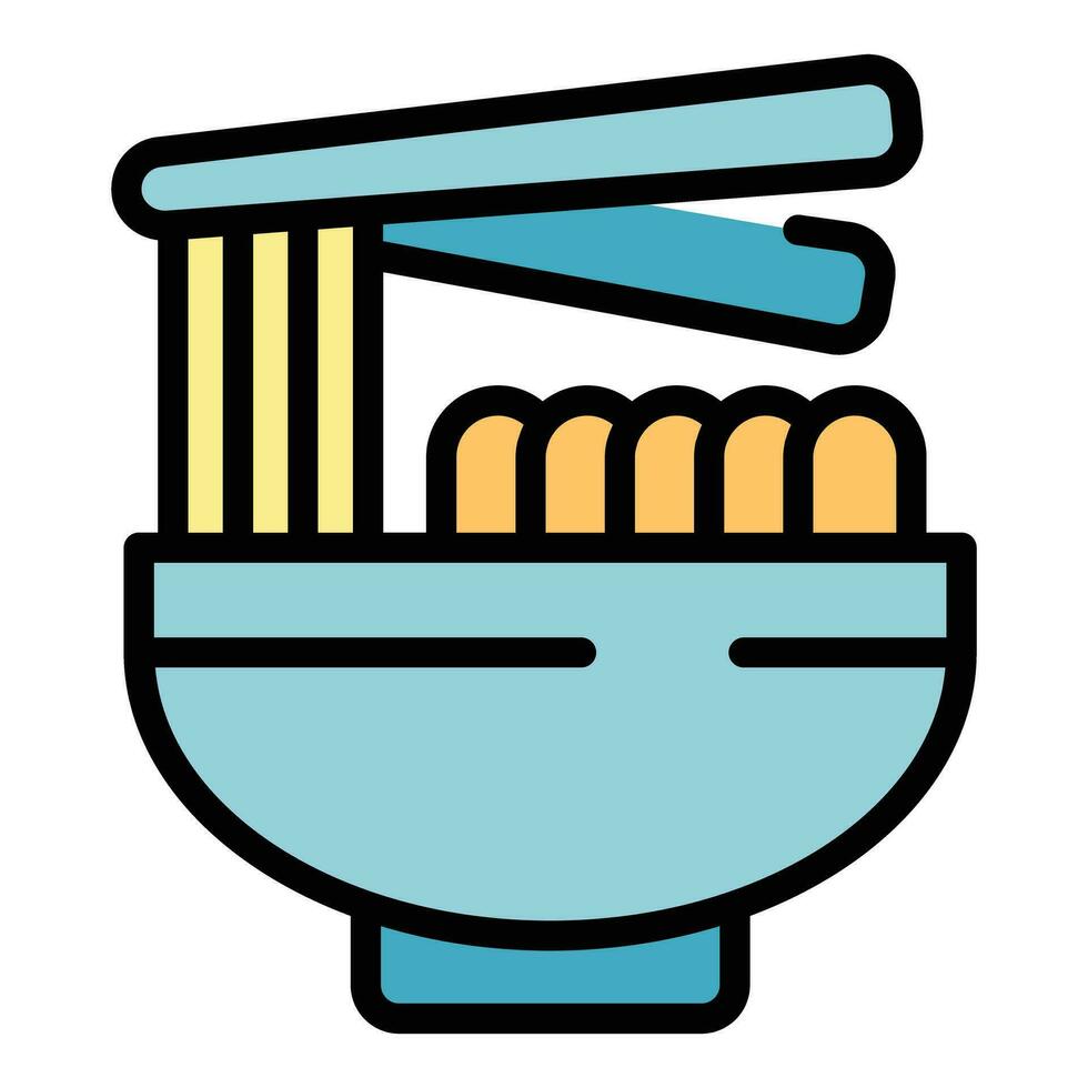 Noodle soup icon vector flat