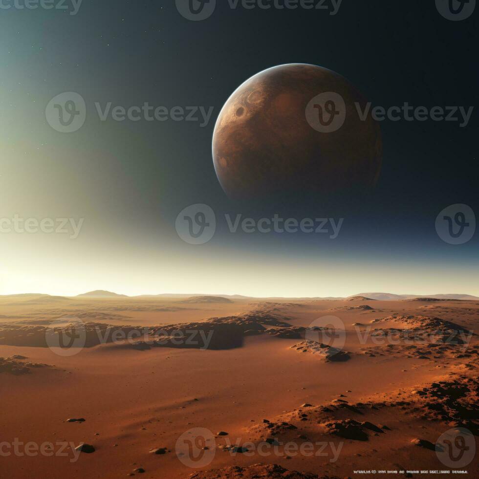 A profound view of Earth as seen from Mars beautifully encapsulating the vastness of our cosmic scale AI Generative photo