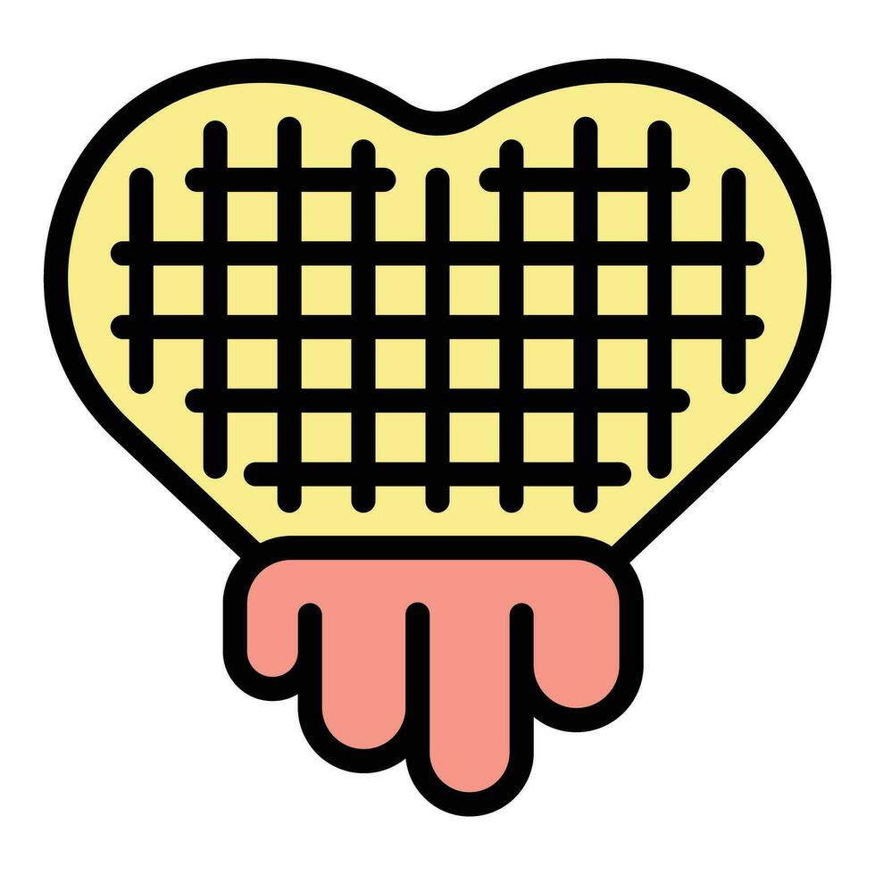 Heart waffle icon vector flat