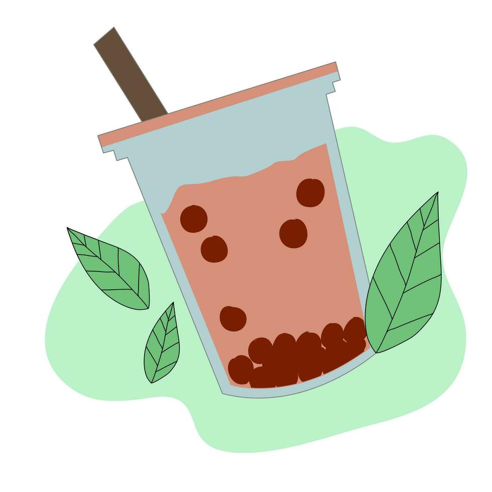 Plastic cups for bubble tea vector