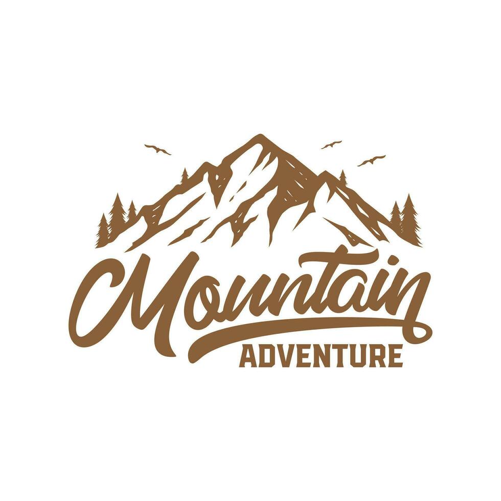 Vintage Mountain Logo Design Vector Template