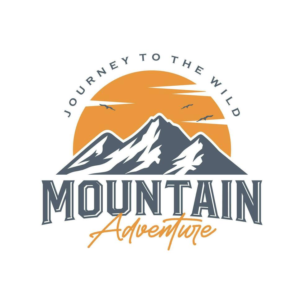 Vintage Mountain Logo Design Vector Template