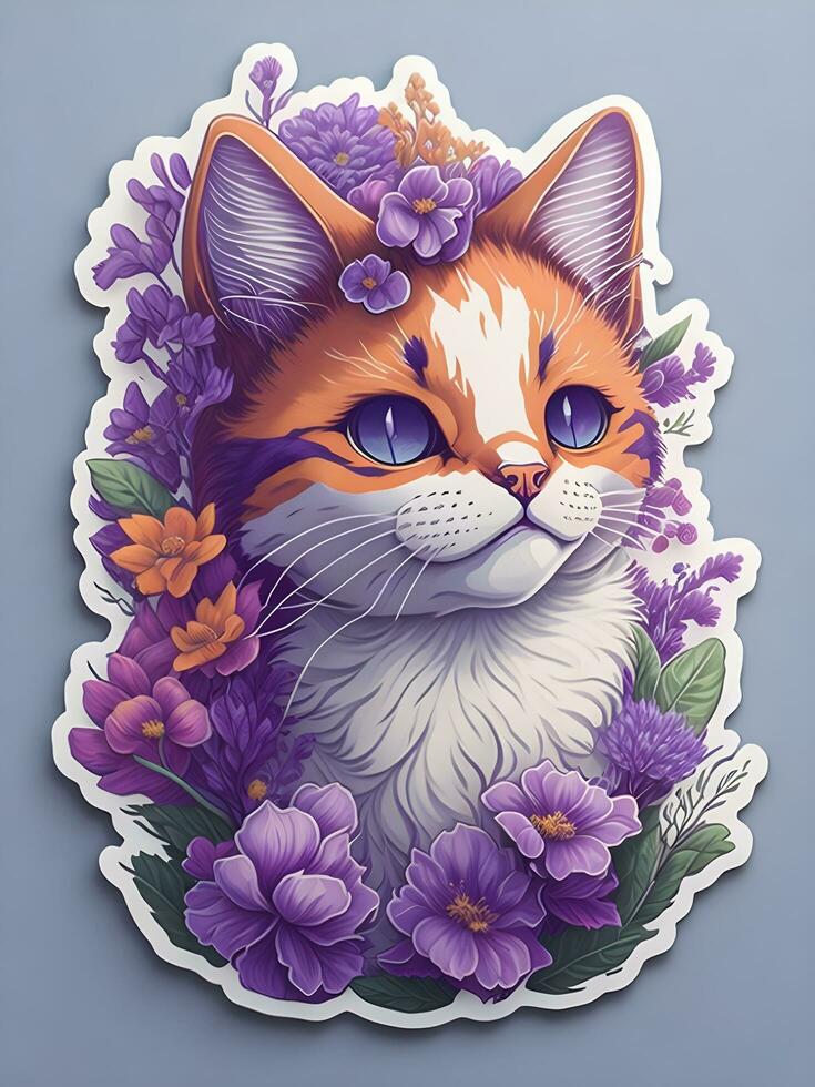 Cute cat sticker ai generate photo