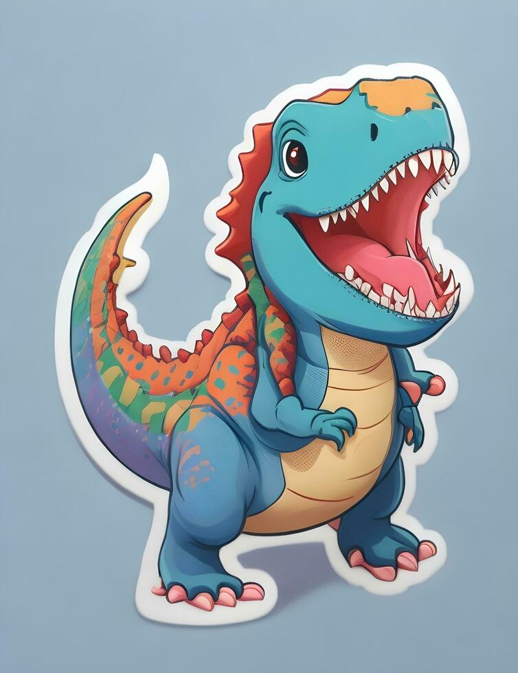 Happy dinosaur sticker ai generate photo