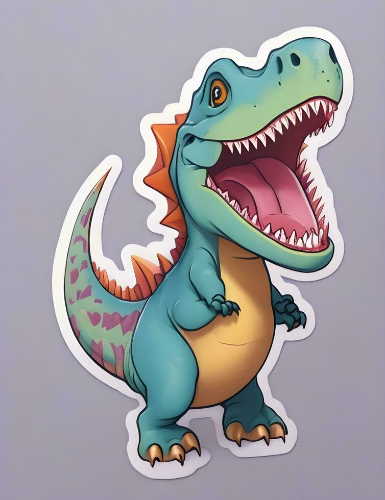 Happy dinosaur sticker ai generate photo