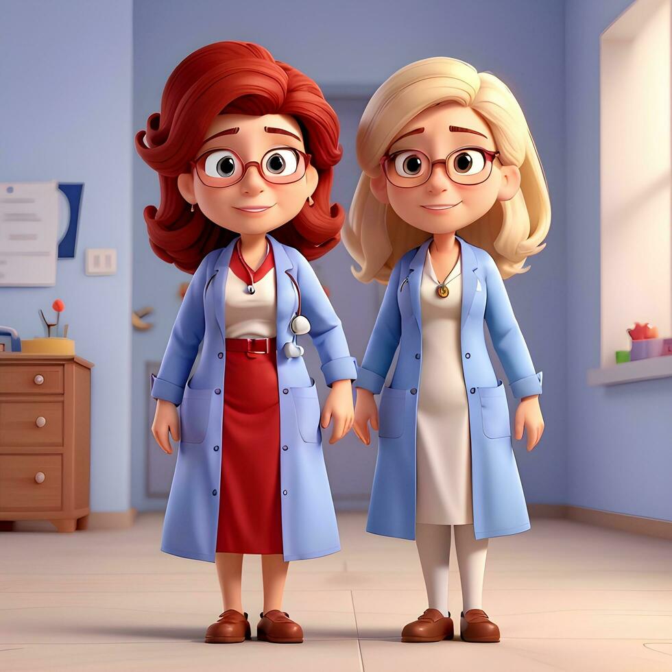 Women doctor cartoon character ai generate photo