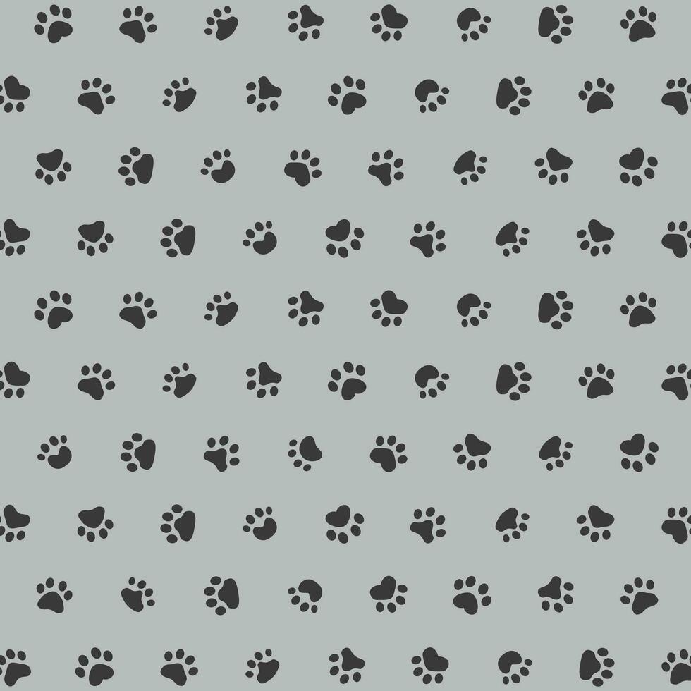 Vector seamless pattern with paw print on gray background. animal print vector illustration