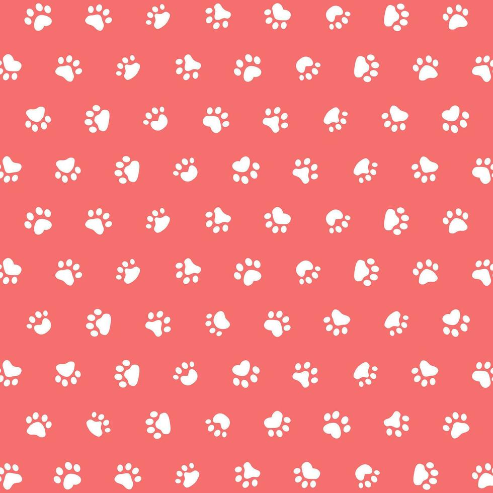 Vector seamless pattern with paw print on pink background. animal print vector illustration