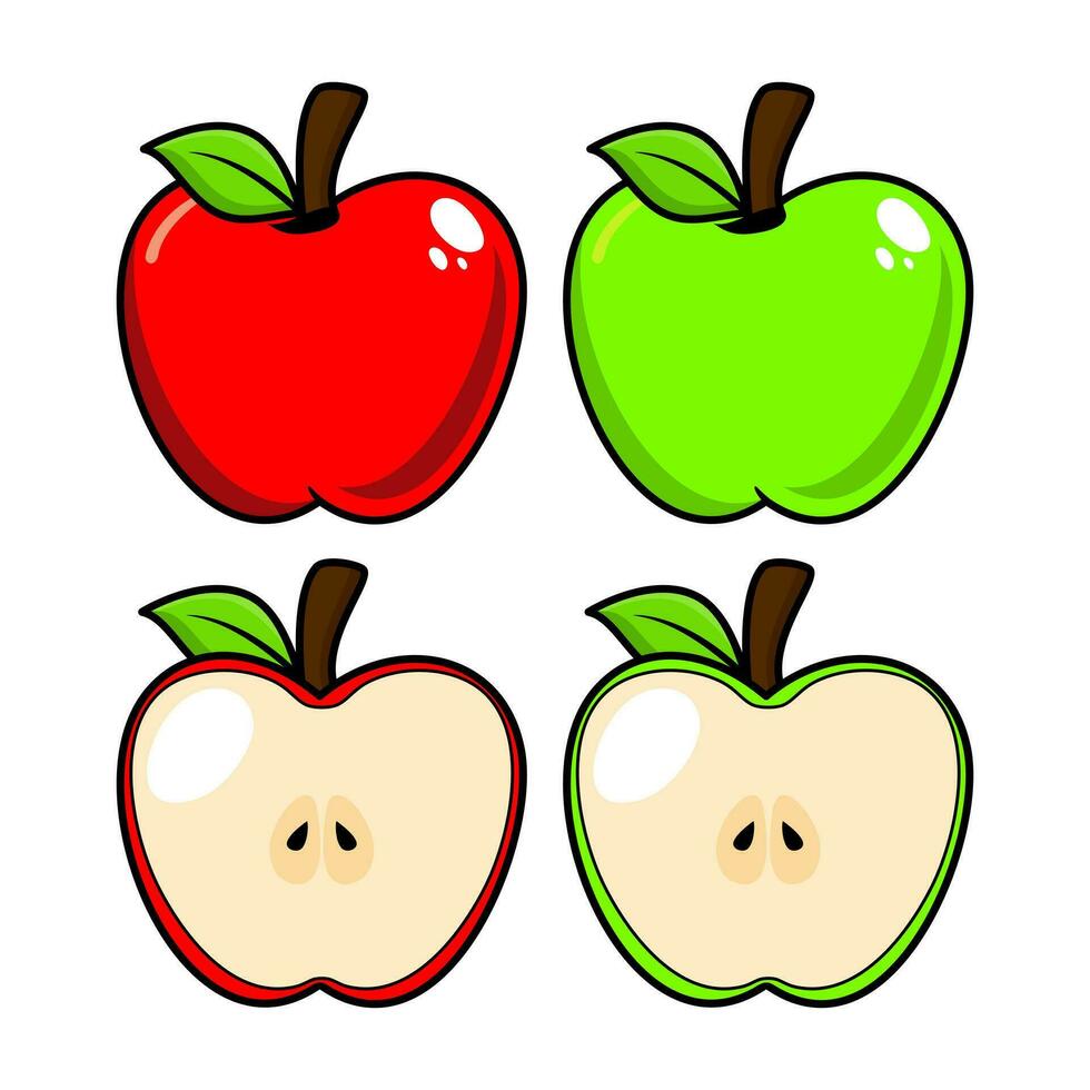vector set of apple fruit cartoon