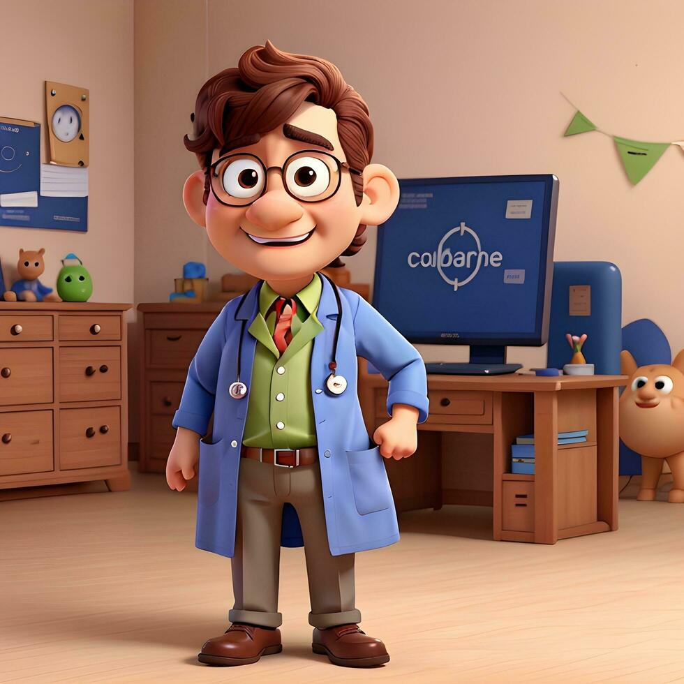 Doctor cartoon character ai generate photo