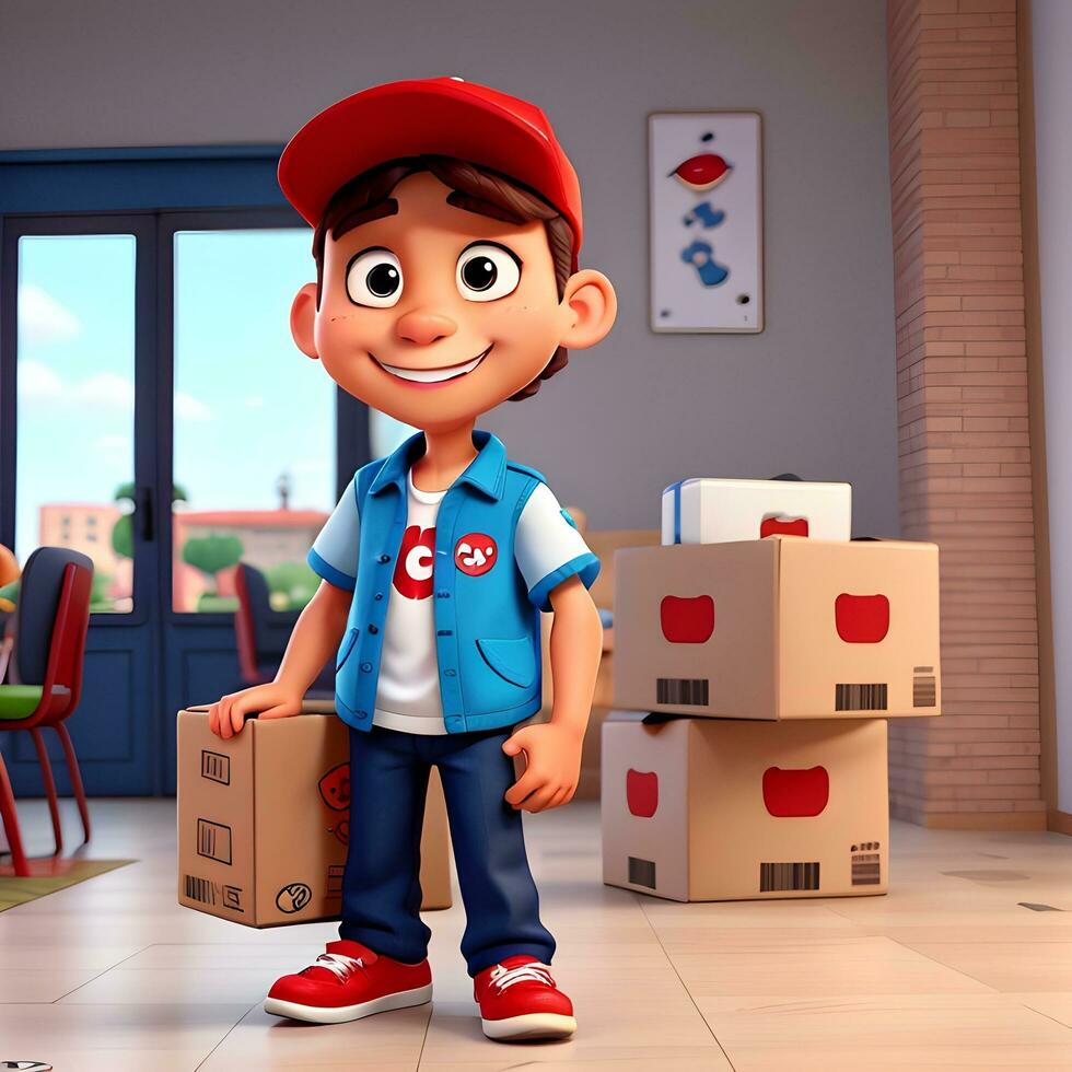 Delivery boy cartoon character ai generate photo