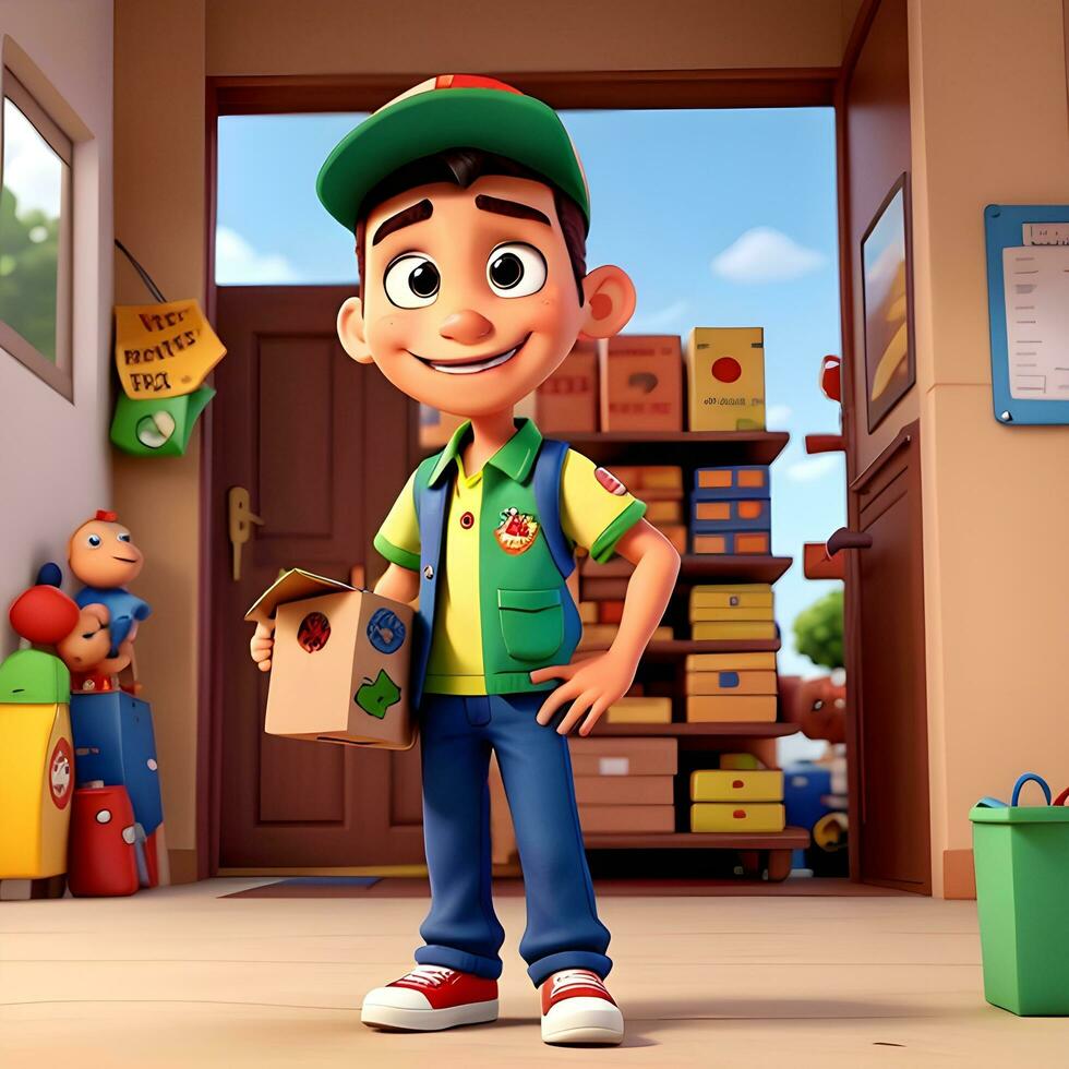 Delivery boy cartoon character ai generate photo