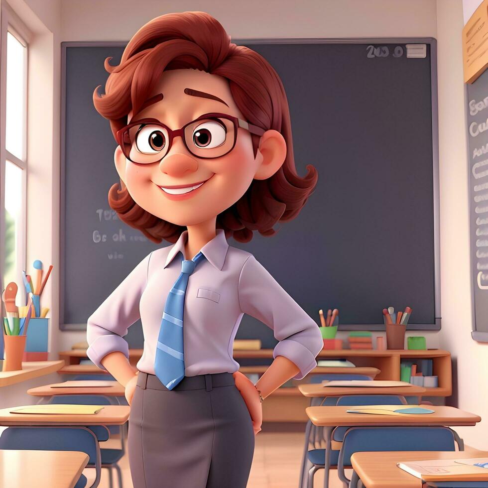 Teacher cartoon character ai generate photo