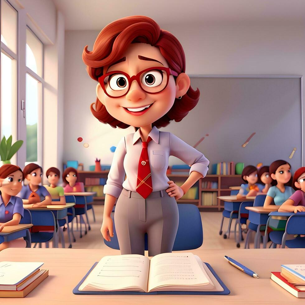 Teacher cartoon character ai generate photo