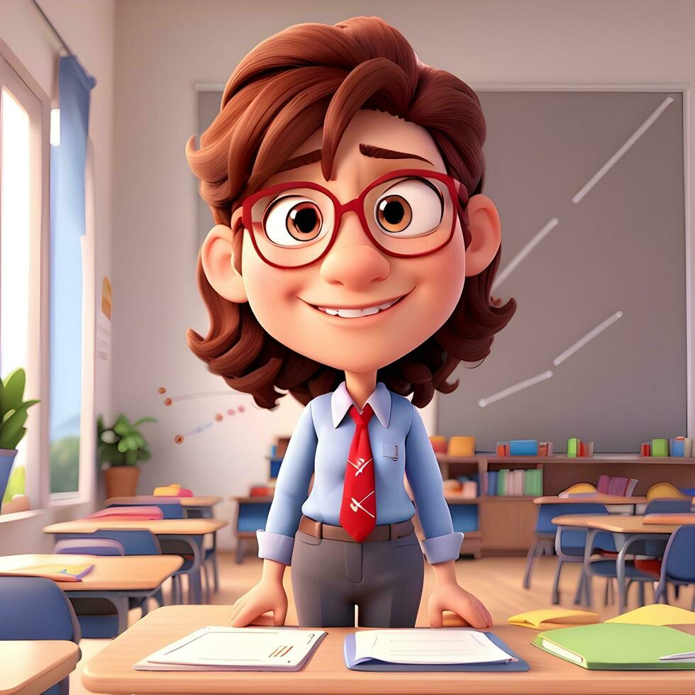 Teacher cartoon character ai generate photo