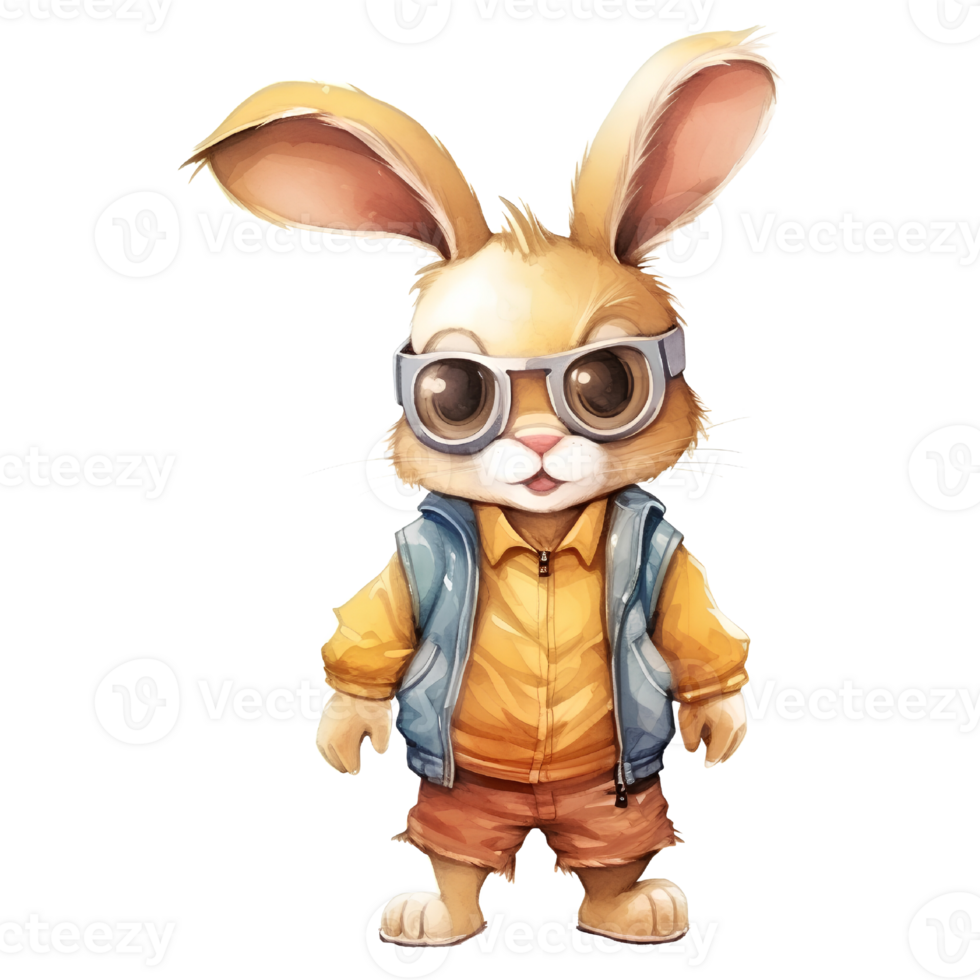 rabbit go to school cartoon ai generative png