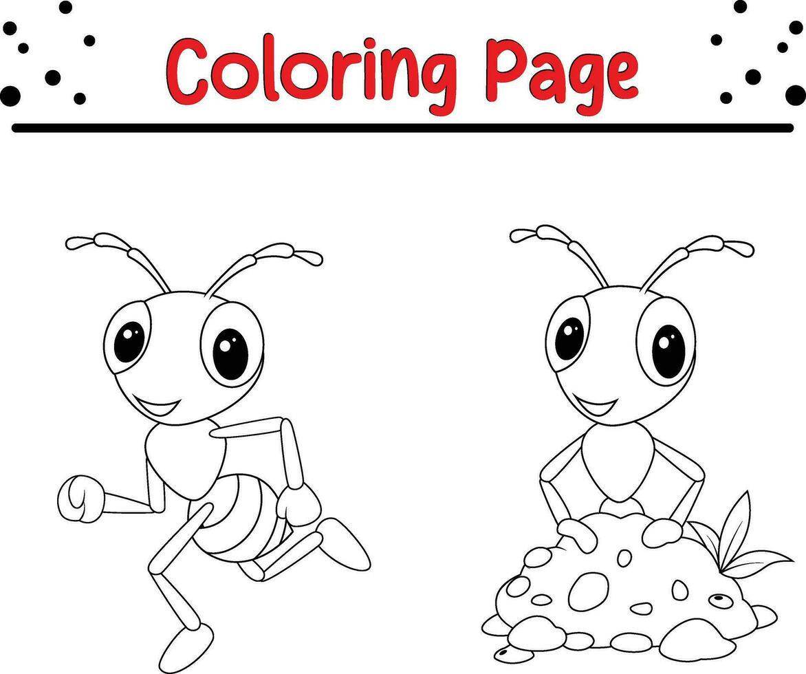 Cute Ant coloring page for children vector
