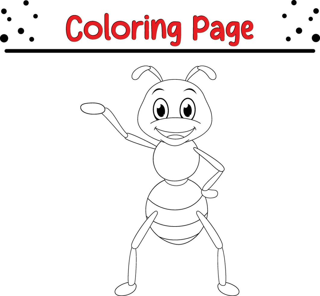 linda hormiga colorante página para niños vector