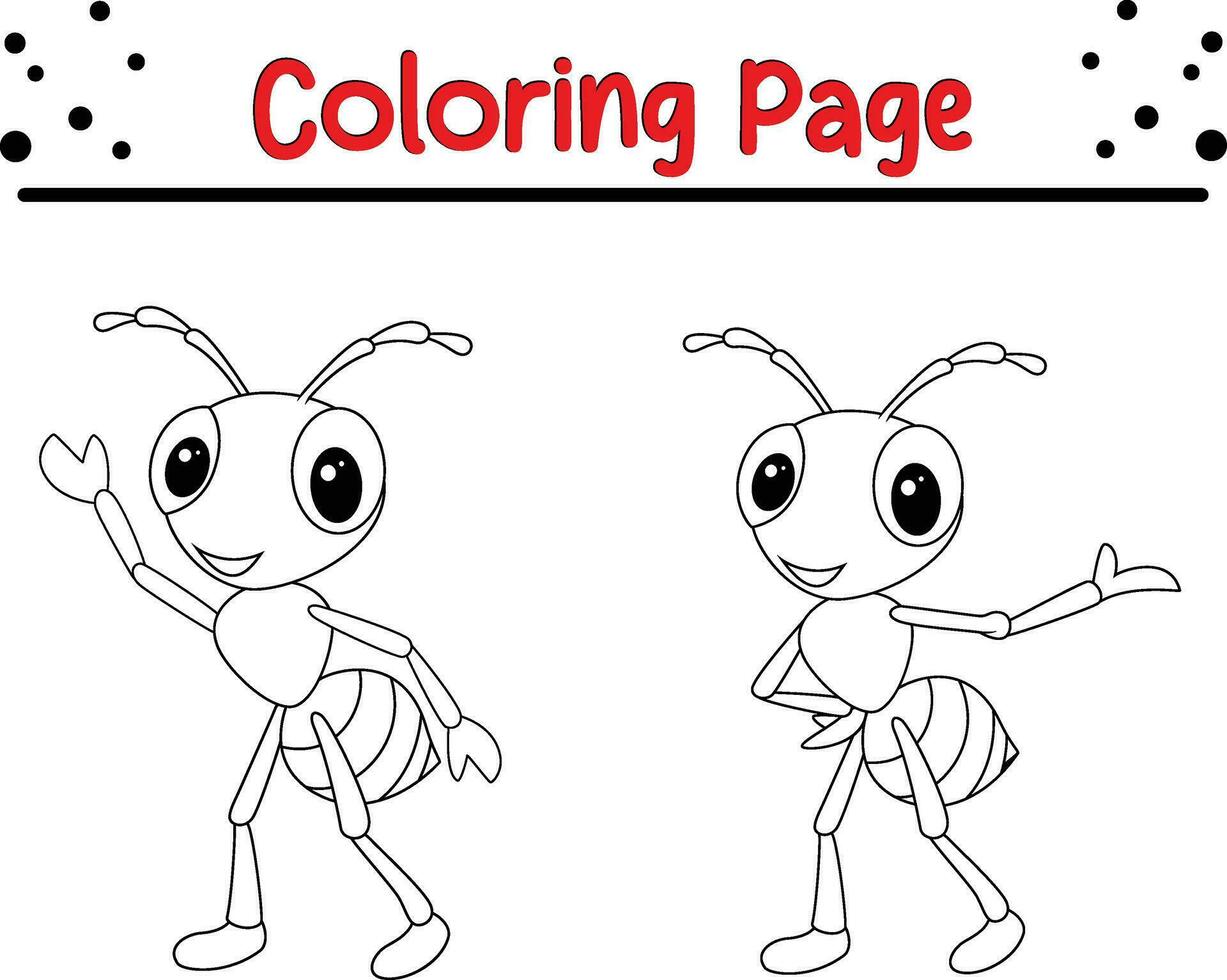 Cute Ant coloring page for children vector