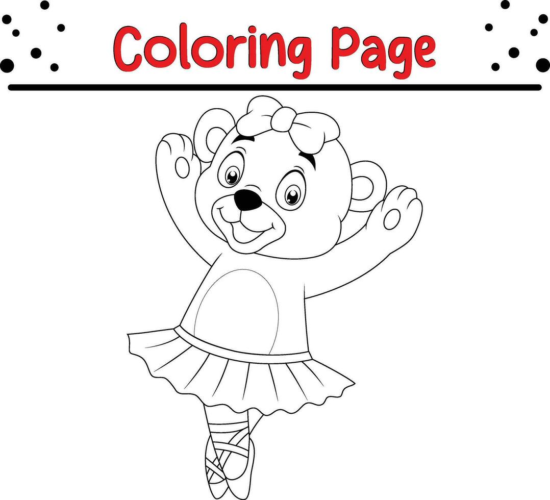 Funny Bear Coloring Page for Kids. Happy Animal coloring book for kids. vector