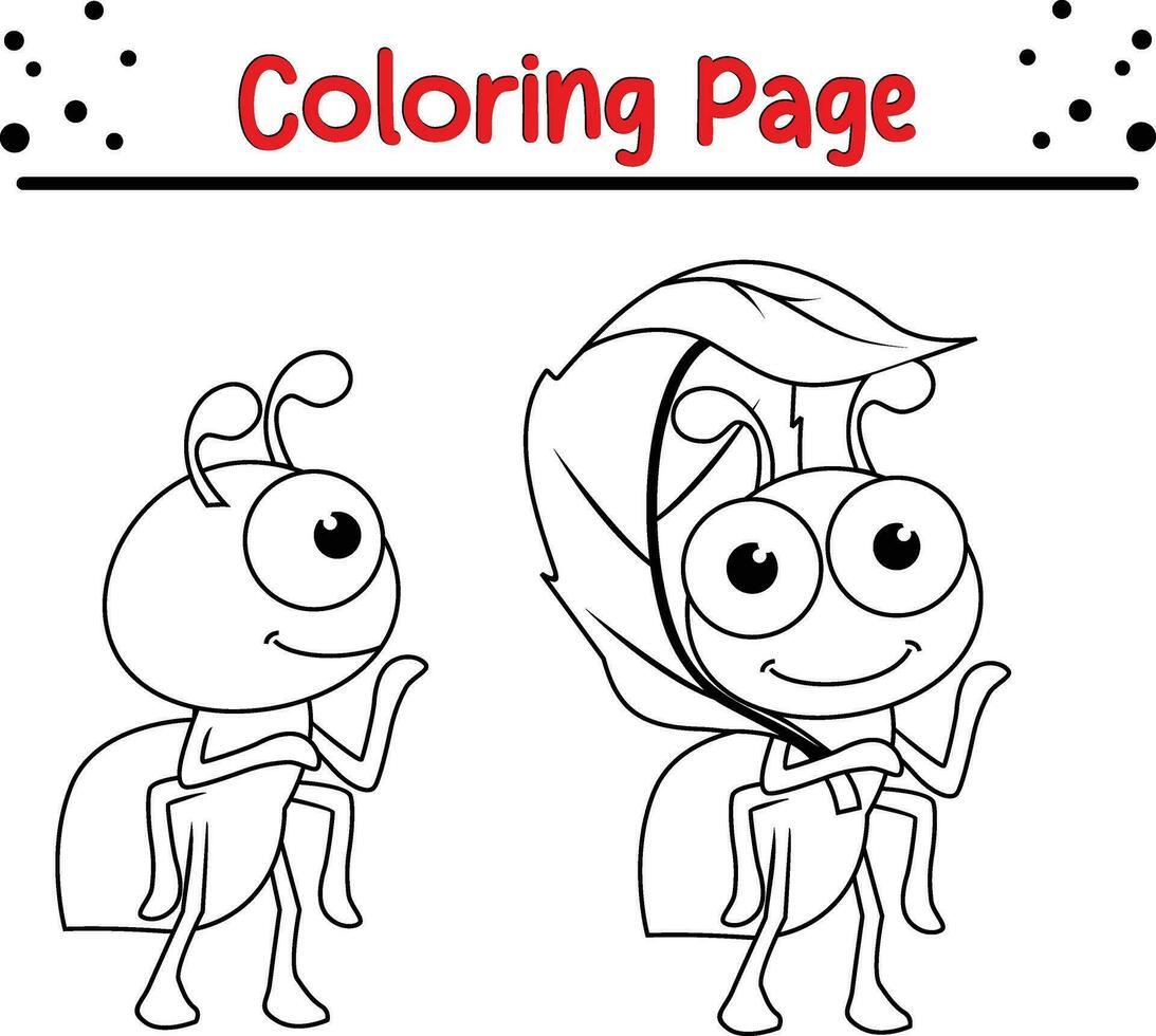 Cute Ant coloring page for children vector