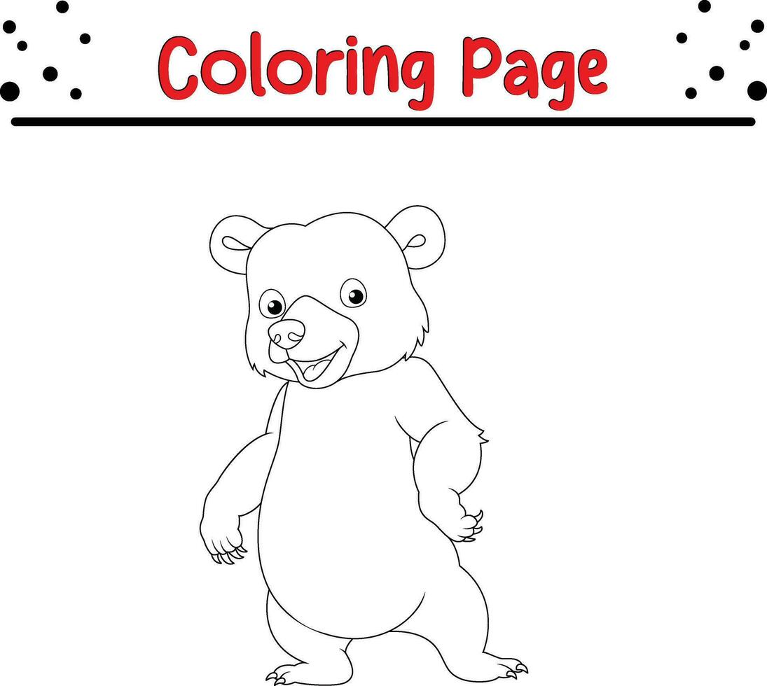 Cute Bear Coloring Page for Kids. Happy Animal coloring book for kids. vector