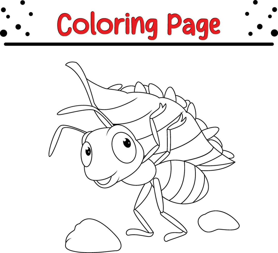 Cute Ant coloring page for children vector