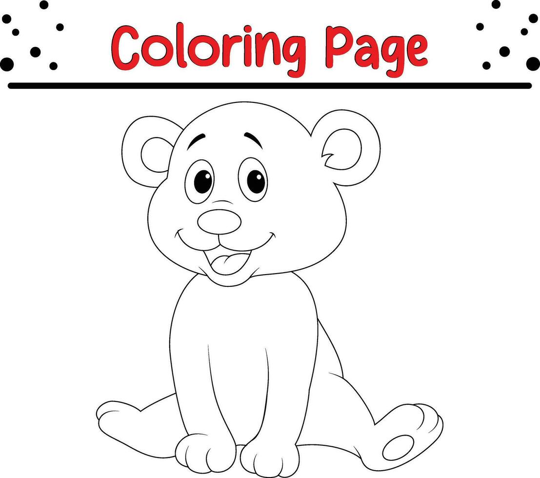 Cute Bear Coloring Page for Kids. Happy Animal coloring book for kids. vector