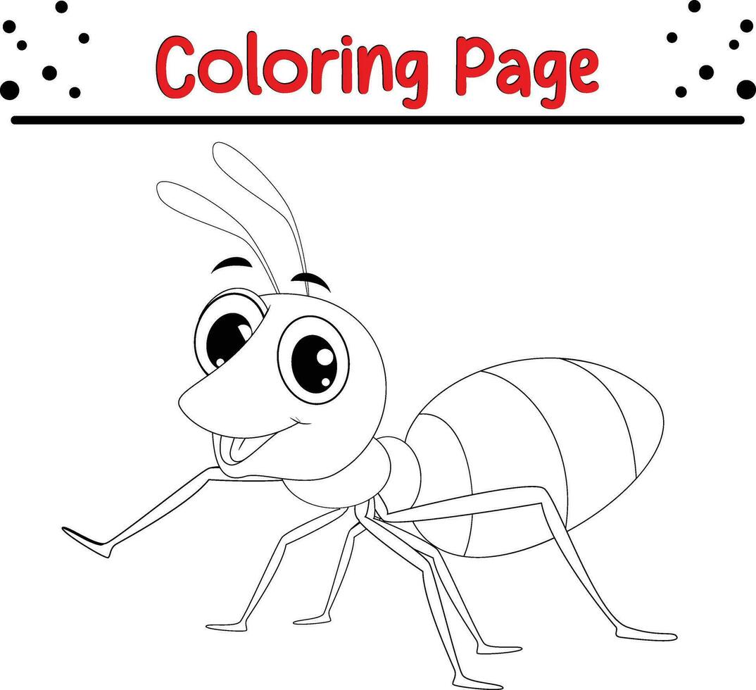 Cute Ant coloring page for children vector