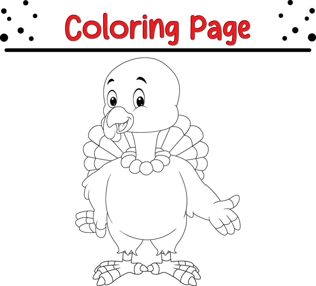 Happy Thanksgiving coloring page for children. Turkey coloring book. vector