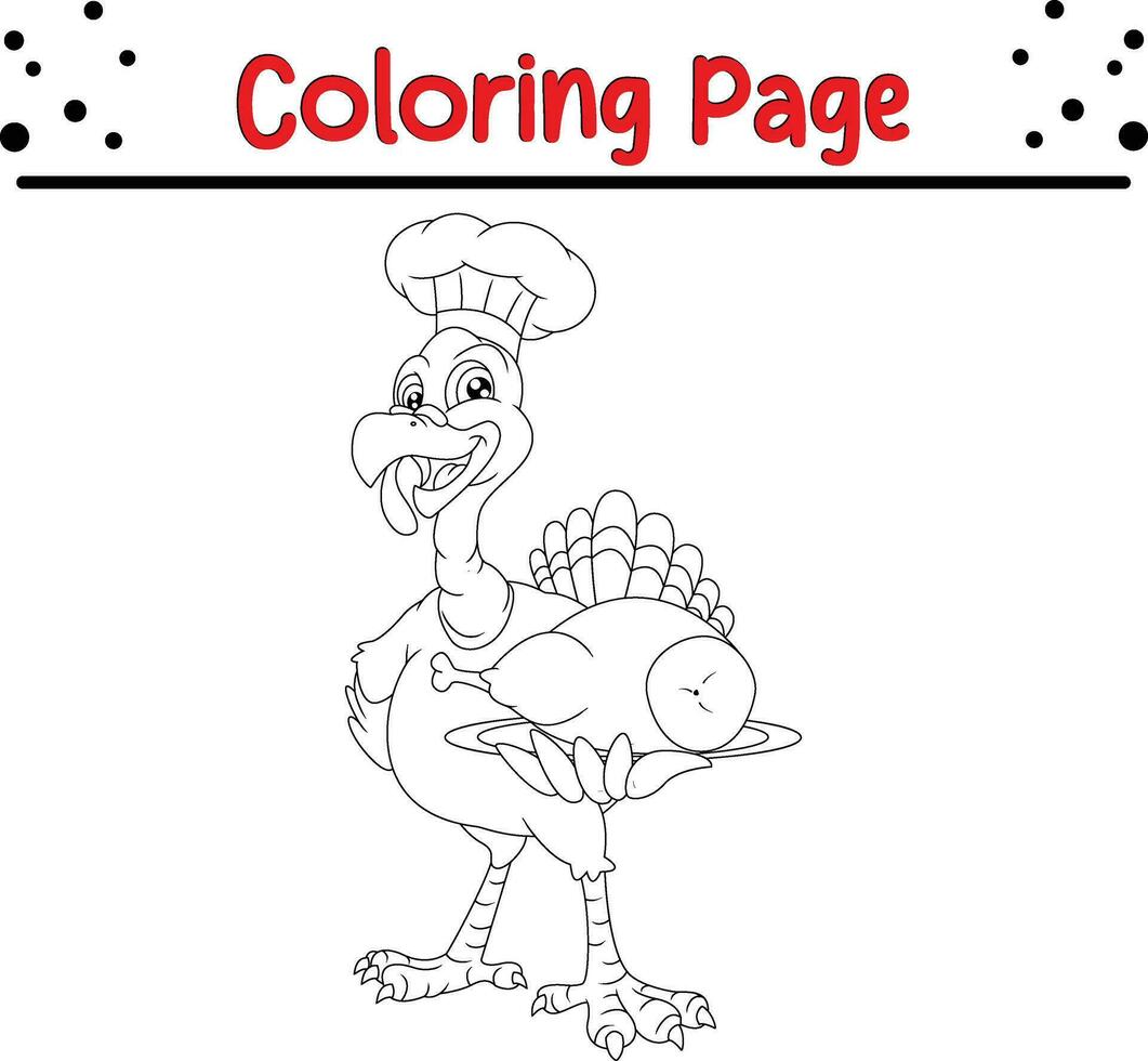 Happy Thanksgiving coloring page for children. Turkey coloring book. vector