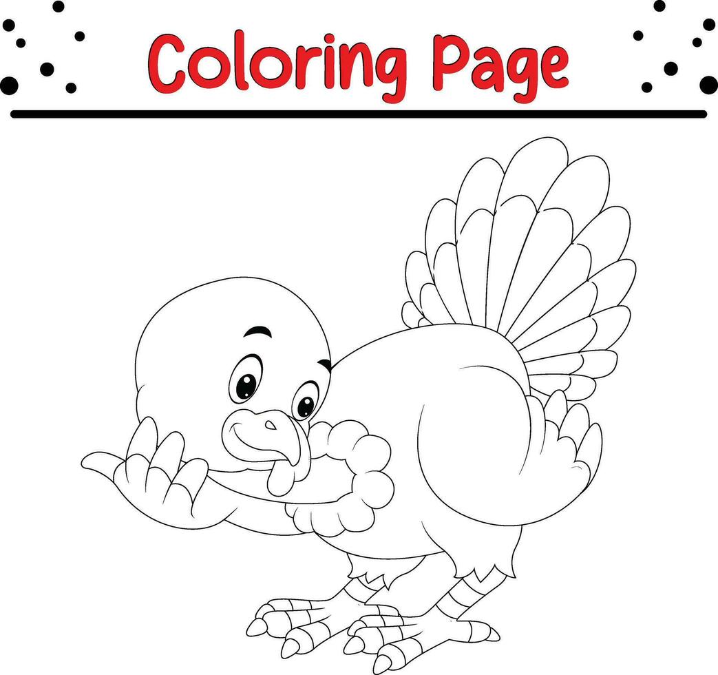 Happy Thanksgiving coloring page for children. Turkey coloring book. vector