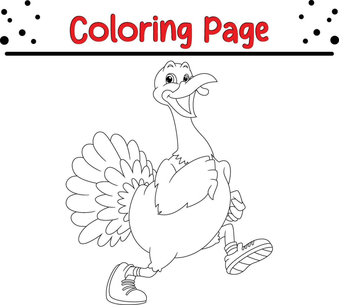 Happy Thanksgiving coloring page for children. Turkey coloring book. vector