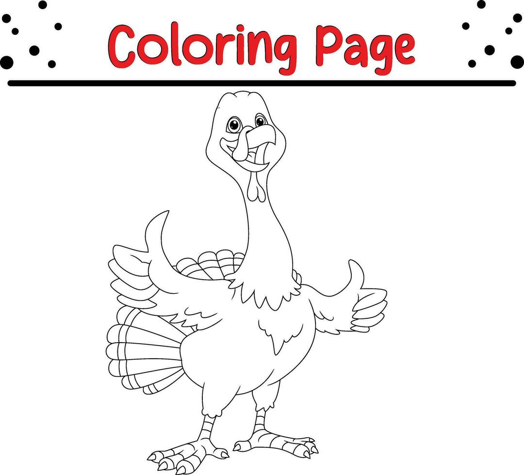 Happy Thanksgiving coloring page for children. Turkey coloring book. vector