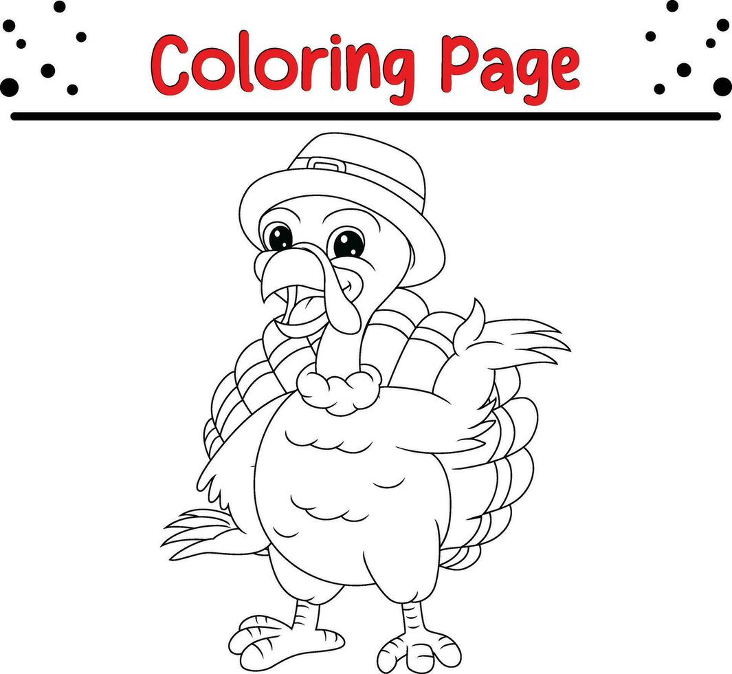 Happy Thanksgiving coloring page for children. Turkey coloring book. vector