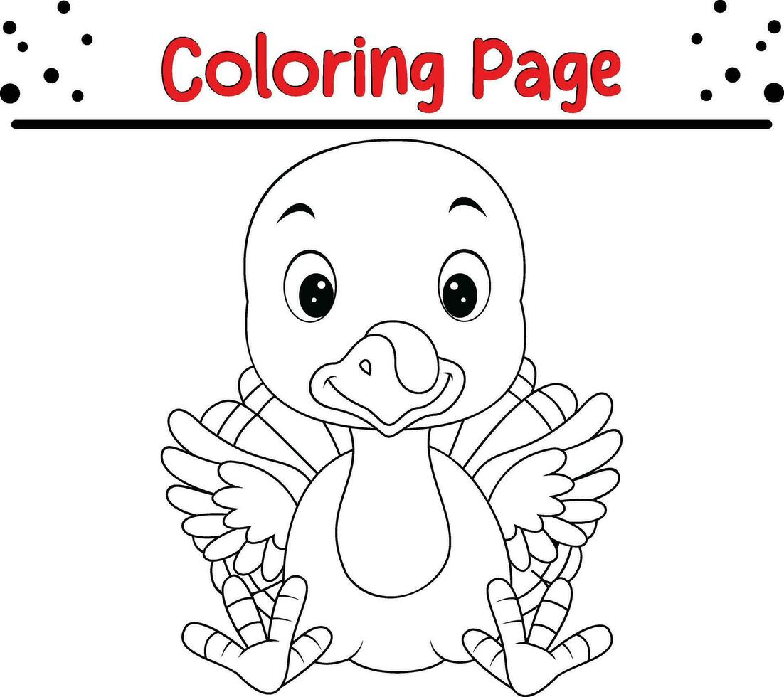 Happy Thanksgiving coloring page for children. Turkey coloring book. vector