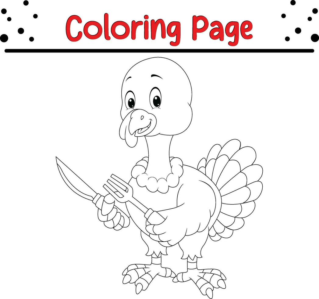 Happy Thanksgiving coloring page for children. Turkey coloring book. vector