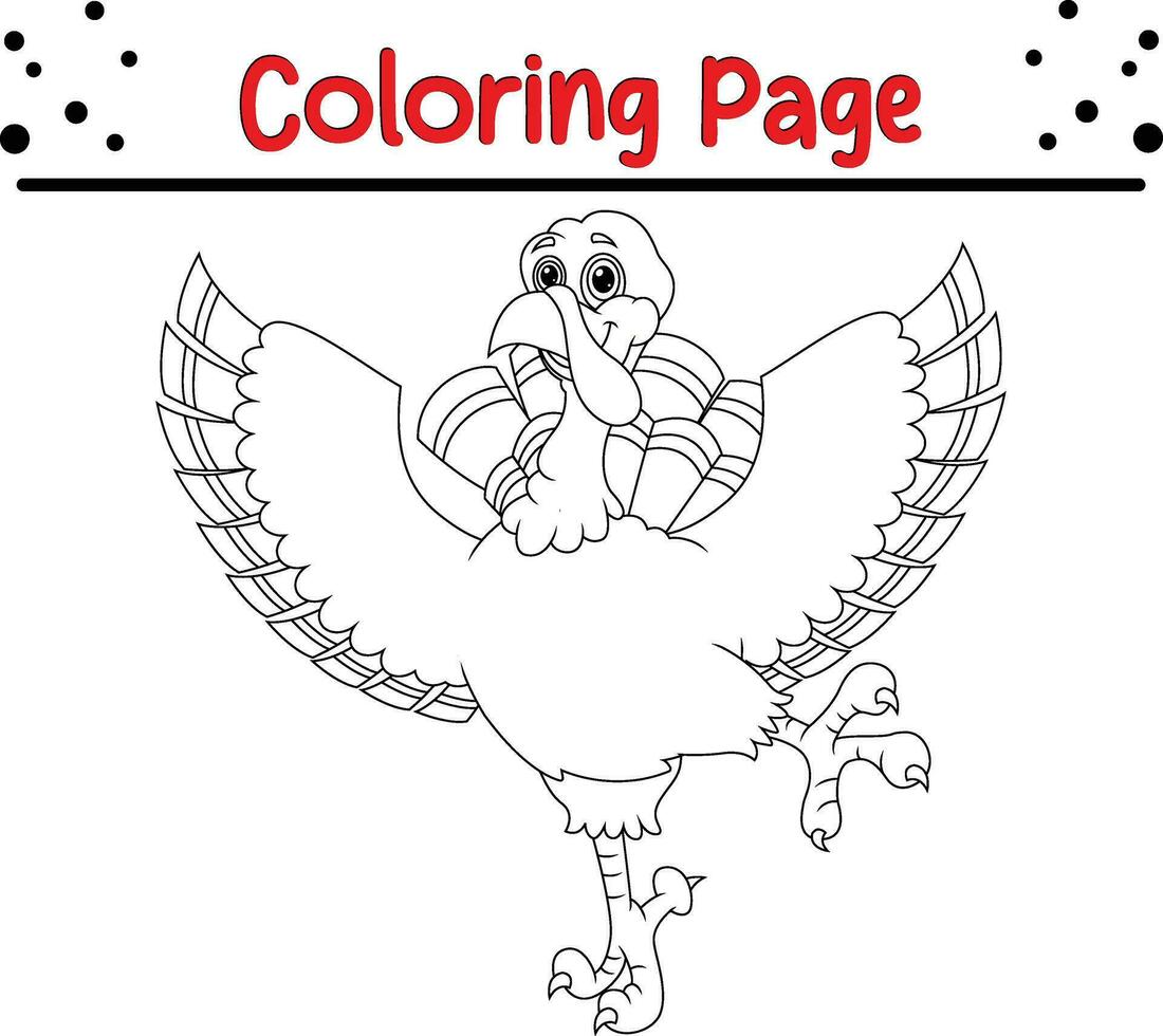 Happy Thanksgiving coloring page for children. Turkey coloring book. vector