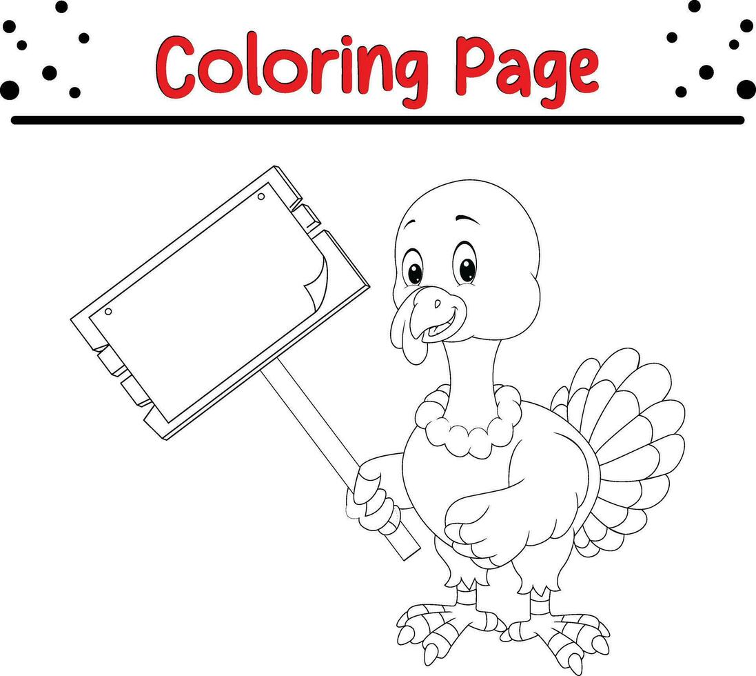 Happy Thanksgiving coloring page for children. Turkey coloring book. vector