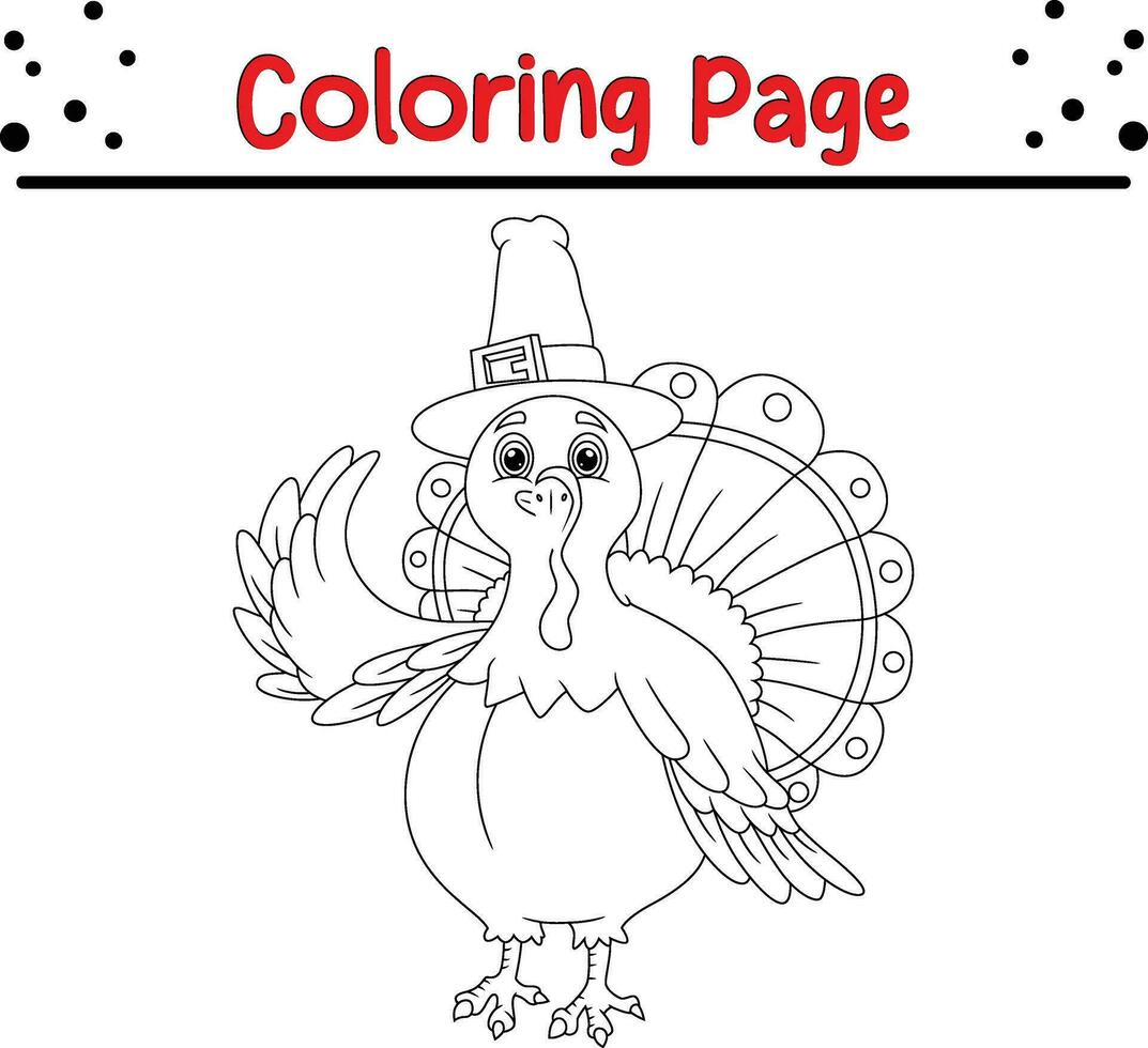 contento acción de gracias colorante página para niños. Turquía colorante libro. vector