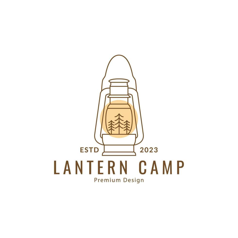 logo linterna bosque acampar vector símbolo minimalista ilustración diseño