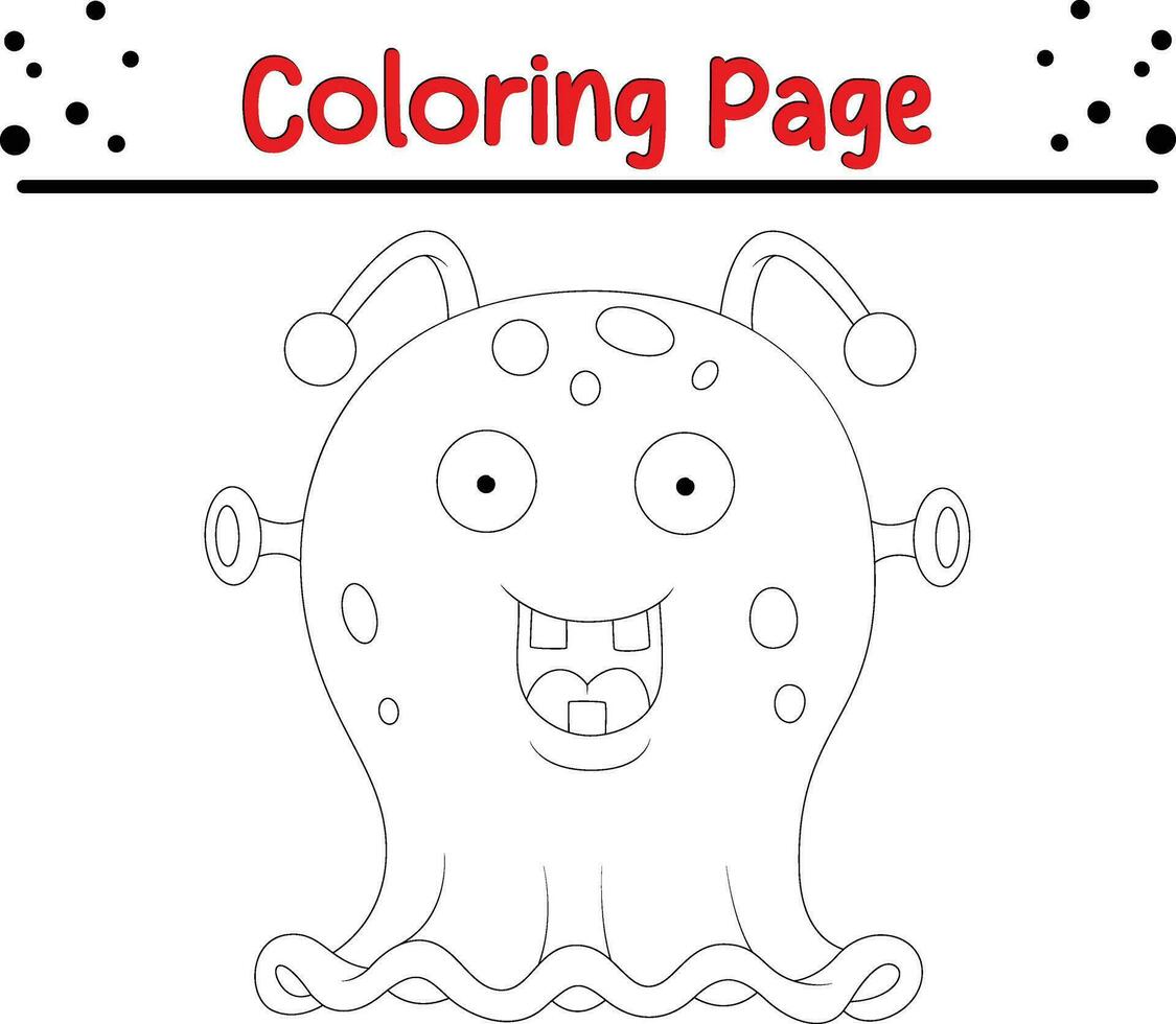 Cute cartoon Monster coloring page. Children's black and white illustration. vector