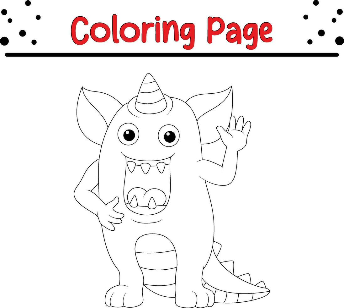 linda dibujos animados monstruo colorante página. para niños negro y blanco ilustración. vector