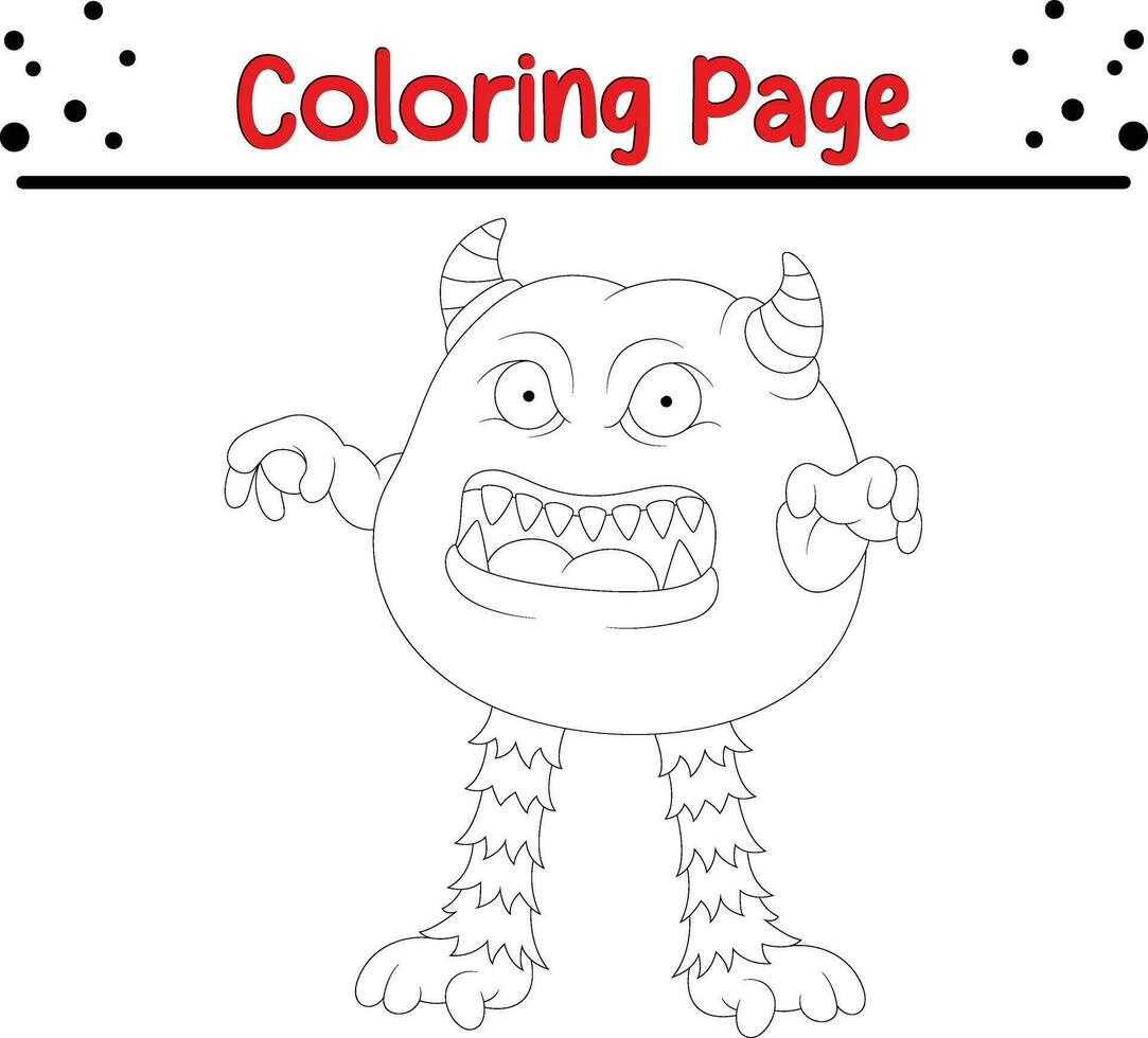 linda dibujos animados monstruo colorante página. para niños negro y blanco ilustración. vector