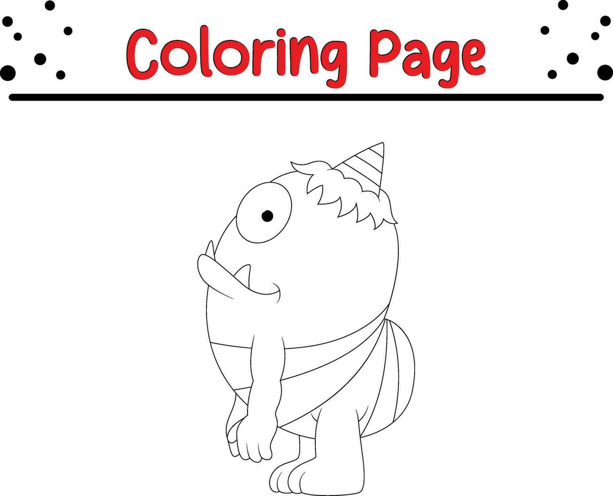 Cute cartoon Monster coloring page. Children's black and white illustration. vector