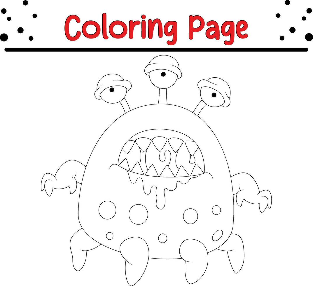 Cute cartoon Monster coloring page. Children's black and white illustration. vector