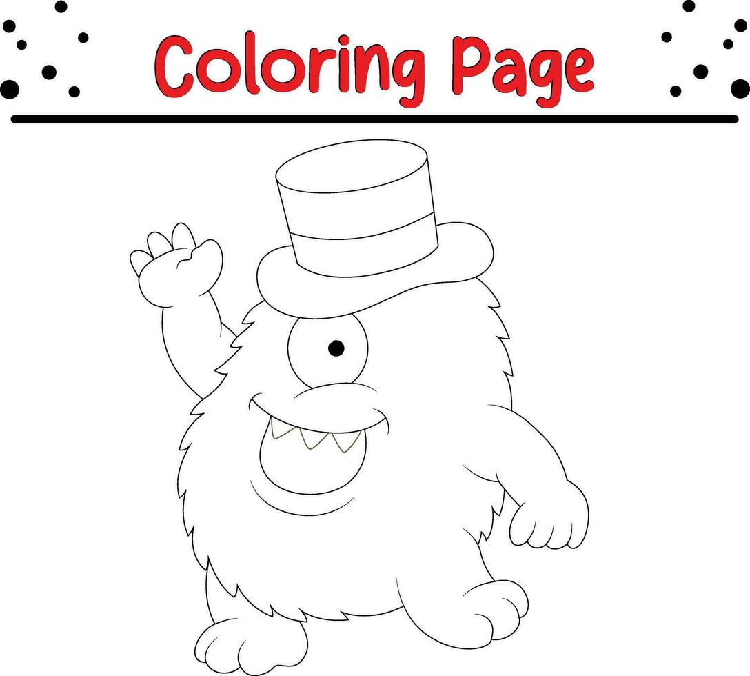 Cute cartoon Monster coloring page. Children's black and white illustration. vector