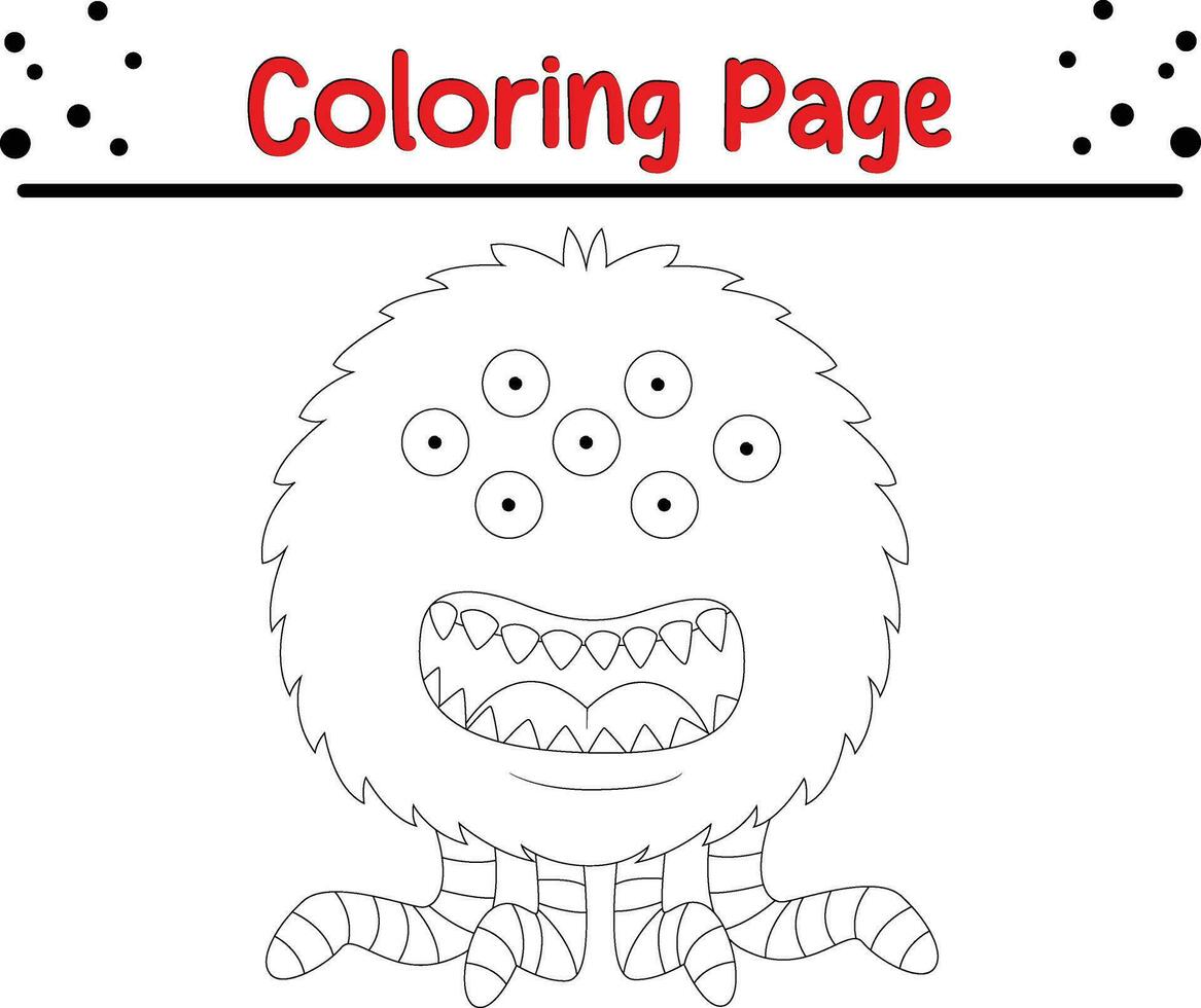 Cute cartoon Monster coloring page. Children's black and white illustration. vector