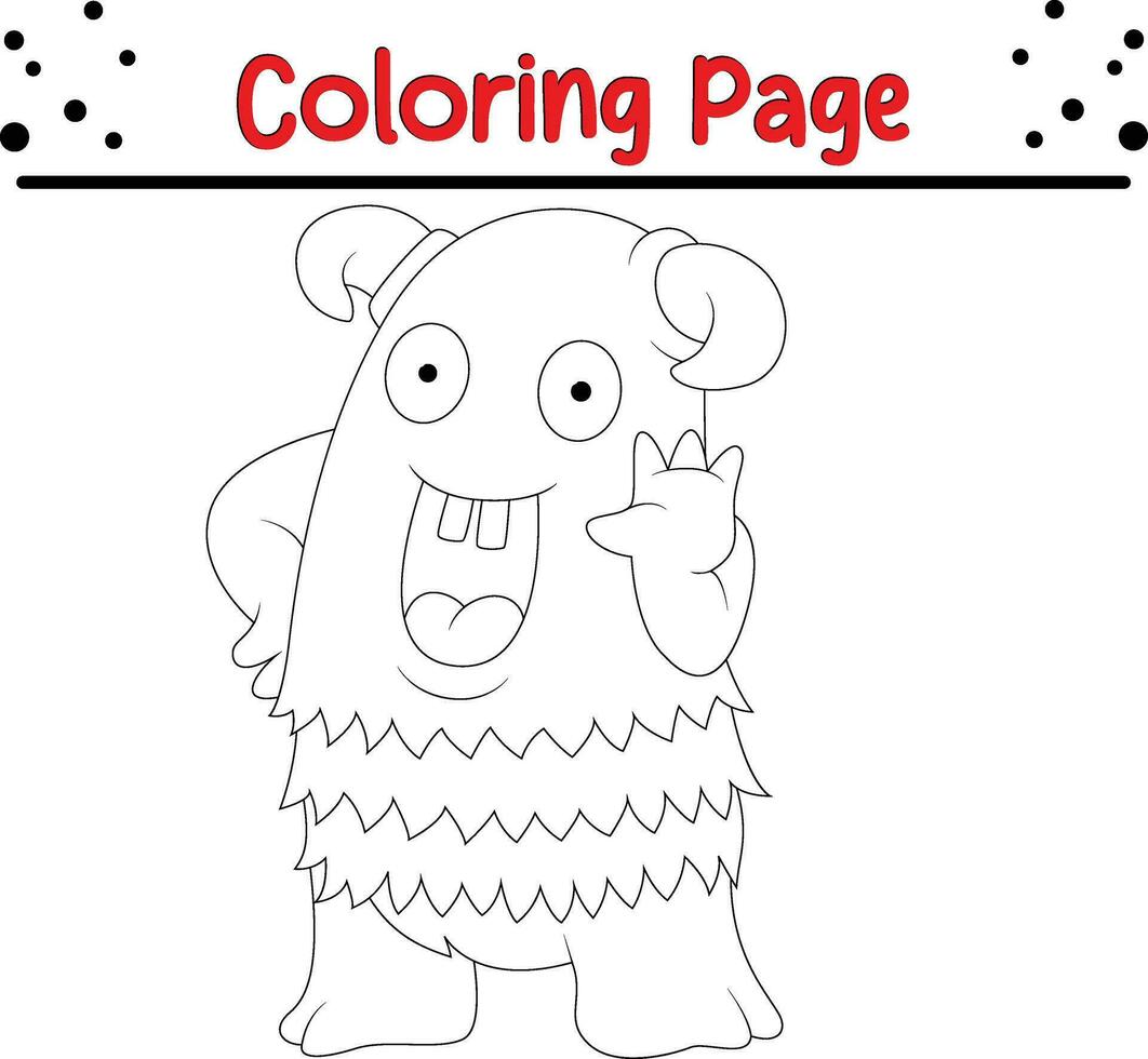 Cute cartoon Monster coloring page. Children's black and white illustration. vector