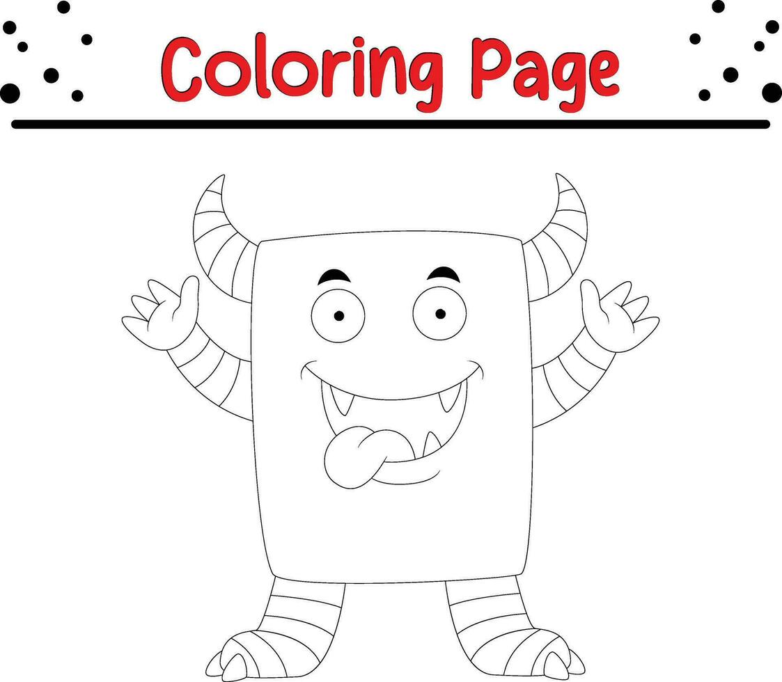 Cute cartoon Monster coloring page. Children's black and white illustration. vector